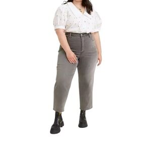 Levi’s Jeans 22W Ribcage Straight Ankle Super High Rise Gray Denim Button Fly